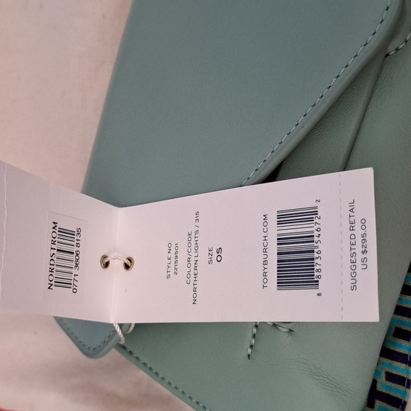 Tory Burch NWT Elizabeth Clutch Robin's Egg Blue/Mint - Picture 7 of 10
